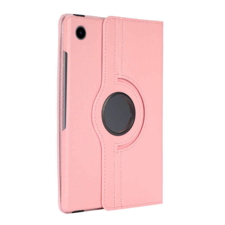 For Samsung Galaxy Tab A9+ / Tab A11+ Litchi Texture 360 Degrees Rotation Holder Leather Tablet Case(Pink) by bashfashion