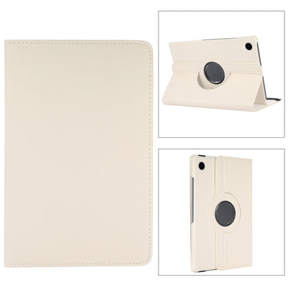 For Samsung Galaxy Tab A9+ / Tab A11+ Litchi Texture 360 Degrees Rotation Holder Leather Tablet Case(White) by bashfashion