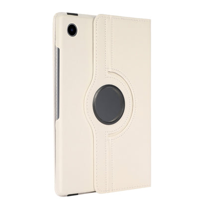 For Samsung Galaxy Tab A9+ / Tab A11+ Litchi Texture 360 Degrees Rotation Holder Leather Tablet Case(White) by bashfashion