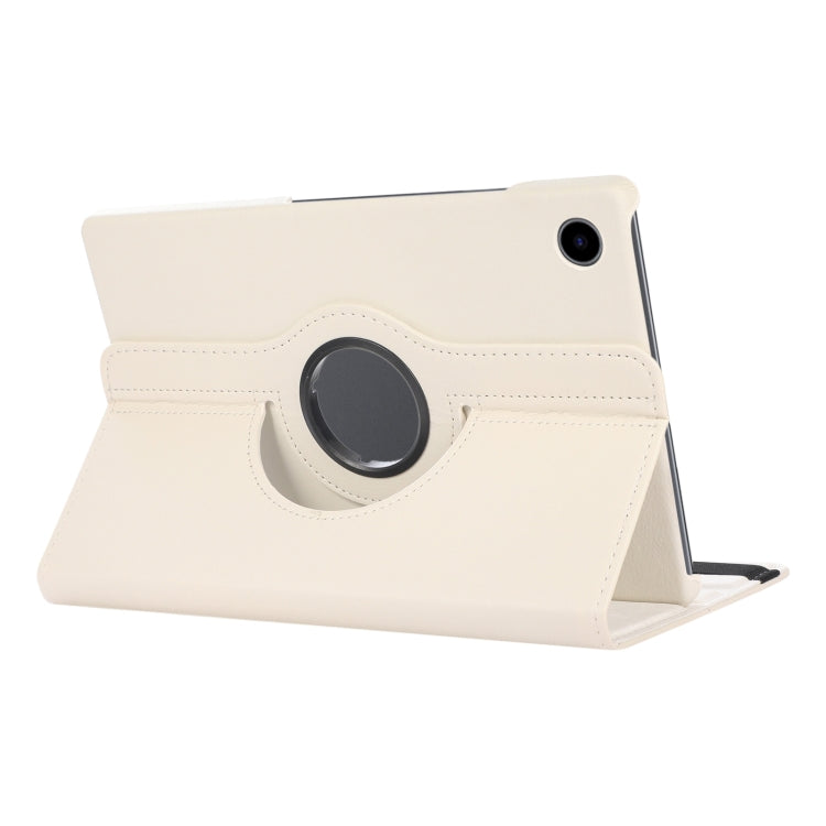 For Samsung Galaxy Tab A9+ / Tab A11+ Litchi Texture 360 Degrees Rotation Holder Leather Tablet Case(White) by bashfashion