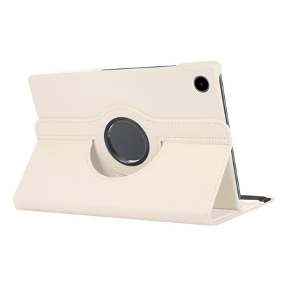 For Samsung Galaxy Tab A9+ / Tab A11+ Litchi Texture 360 Degrees Rotation Holder Leather Tablet Case(White) by bashfashion