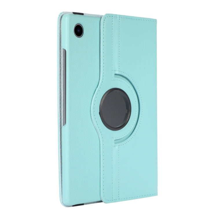 For Samsung Galaxy Tab A9+ / Tab A11+ Litchi Texture 360 Degrees Rotation Holder Leather Tablet Case(Sky Blue) by bashfashion