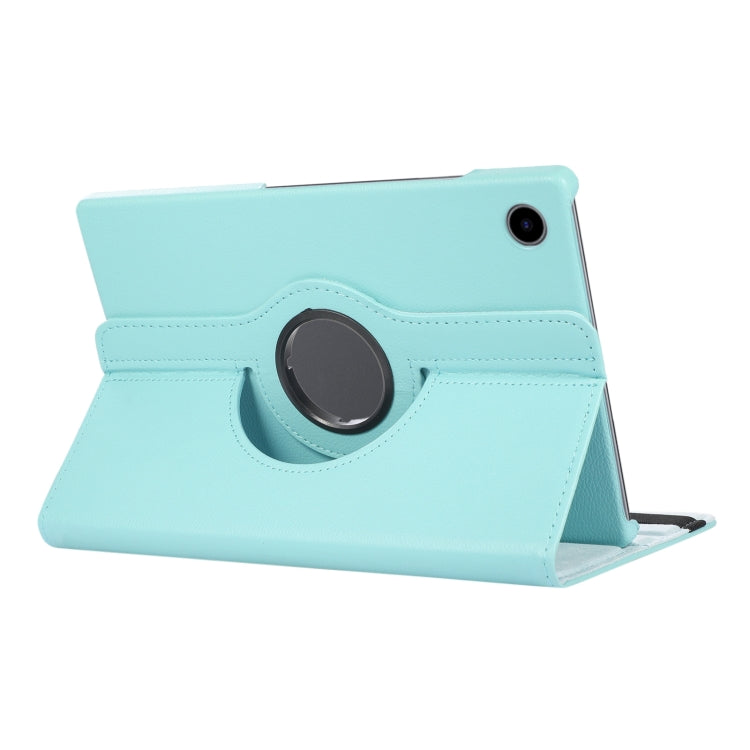 For Samsung Galaxy Tab A9+ / Tab A11+ Litchi Texture 360 Degrees Rotation Holder Leather Tablet Case(Sky Blue) by bashfashion