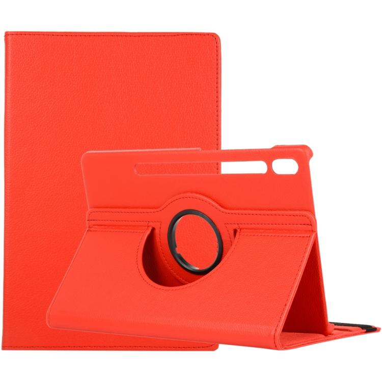 For Samsung Galaxy Tab S10 FE+ Litchi Texture 360 Degrees Rotation Holder Leather Tablet Case(Red) by bashfashion