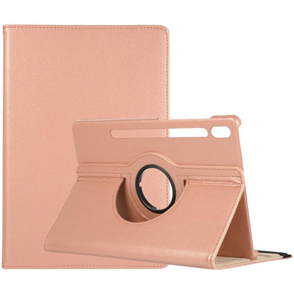 For Samsung Galaxy Tab S10 FE+ Litchi Texture 360 Degrees Rotation Holder Leather Tablet Case(Rose Gold) by bashfashion