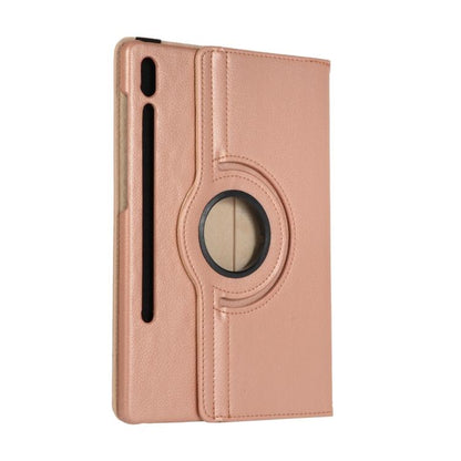 For Samsung Galaxy Tab S10 FE+ Litchi Texture 360 Degrees Rotation Holder Leather Tablet Case(Rose Gold) by bashfashion