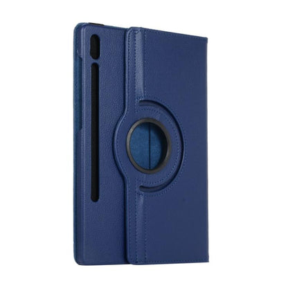 For Samsung Galaxy Tab S10 FE+ Litchi Texture 360 Degrees Rotation Holder Leather Tablet Case(Blue) by bashfashion