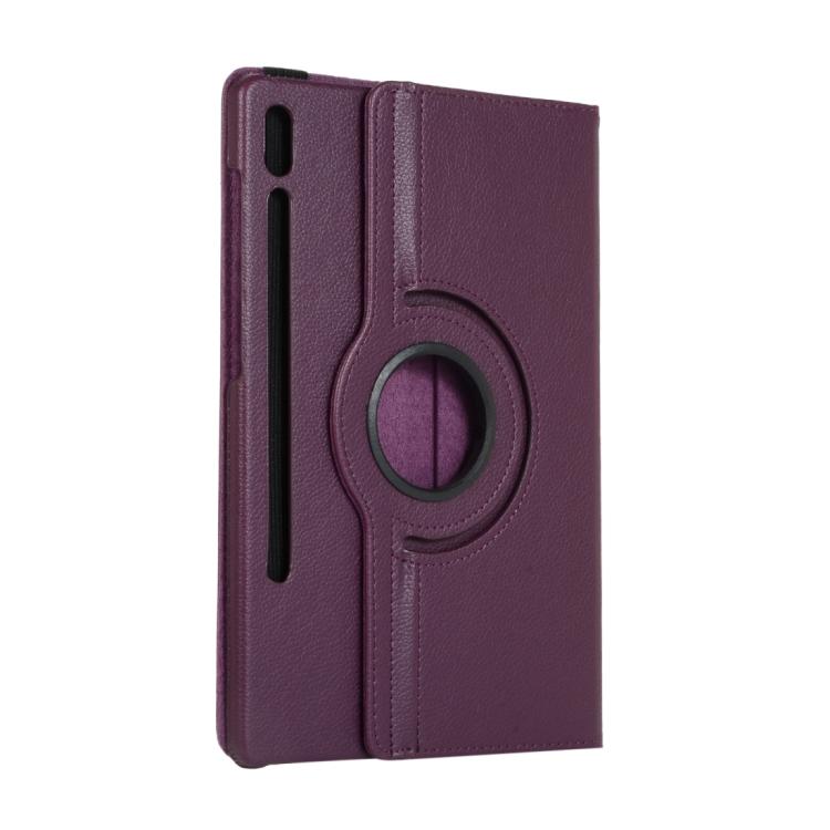 For Samsung Galaxy Tab S10 FE+ Litchi Texture 360 Degrees Rotation Holder Leather Tablet Case(Purple) by bashfashion