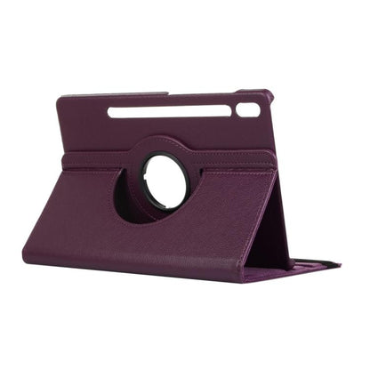 For Samsung Galaxy Tab S10 FE+ Litchi Texture 360 Degrees Rotation Holder Leather Tablet Case(Purple) by bashfashion