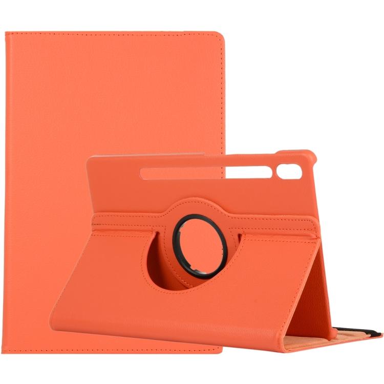 For Samsung Galaxy Tab S10 FE+ Litchi Texture 360 Degrees Rotation Holder Leather Tablet Case(Orange) by bashfashion