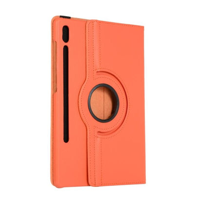 For Samsung Galaxy Tab S10 FE+ Litchi Texture 360 Degrees Rotation Holder Leather Tablet Case(Orange) by bashfashion