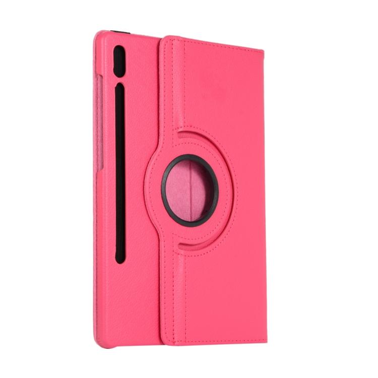For Samsung Galaxy Tab S10 FE+ Litchi Texture 360 Degrees Rotation Holder Leather Tablet Case(Rose Red) by bashfashion