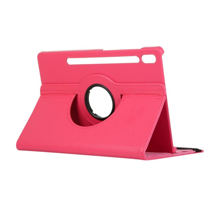 For Samsung Galaxy Tab S10 FE+ Litchi Texture 360 Degrees Rotation Holder Leather Tablet Case(Rose Red) by bashfashion