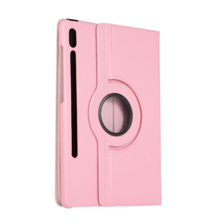 For Samsung Galaxy Tab S10 FE+ Litchi Texture 360 Degrees Rotation Holder Leather Tablet Case(Pink) by bashfashion