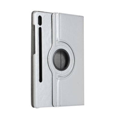 For Samsung Galaxy Tab S10 FE+ Litchi Texture 360 Degrees Rotation Holder Leather Tablet Case(Silver) by bashfashion