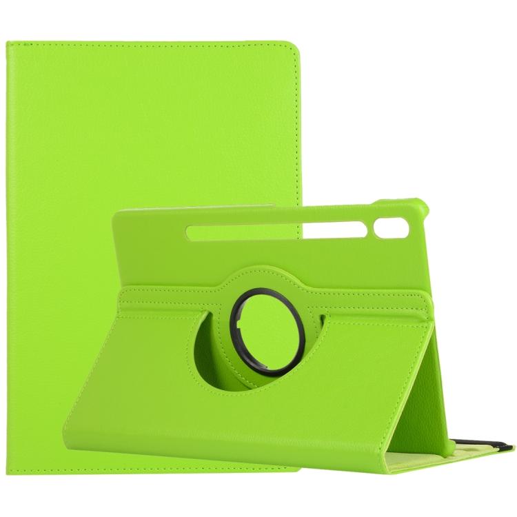 For Samsung Galaxy Tab S10 FE+ Litchi Texture 360 Degrees Rotation Holder Leather Tablet Case(Green) by bashfashion