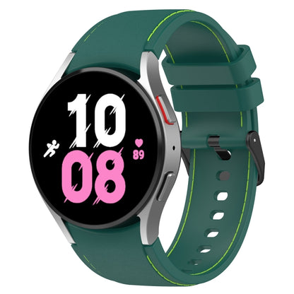 For Samsung Galaxy Watch 6 / 6 Classic Leather Black Buckle Silicone Watch Band, Size:L Size(Dark Green) by bashfashion