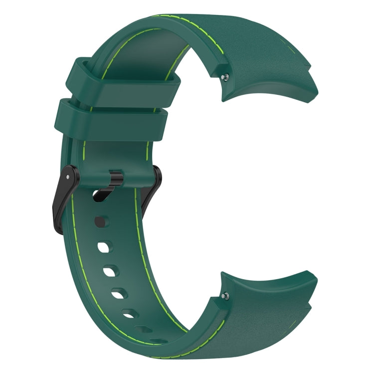 For Samsung Galaxy Watch 6 / 6 Classic Leather Black Buckle Silicone Watch Band, Size:L Size(Dark Green) by bashfashion