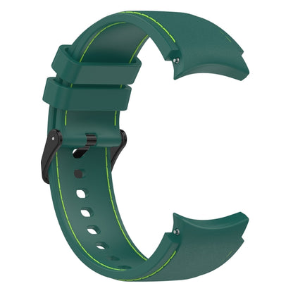 For Samsung Galaxy Watch 6 / 6 Classic Leather Black Buckle Silicone Watch Band, Size:L Size(Dark Green) by bashfashion