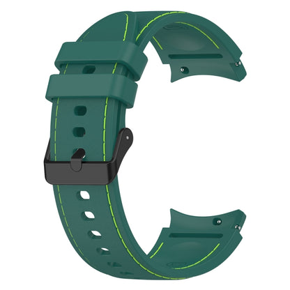 For Samsung Galaxy Watch 6 / 6 Classic Leather Black Buckle Silicone Watch Band, Size:L Size(Dark Green) by bashfashion