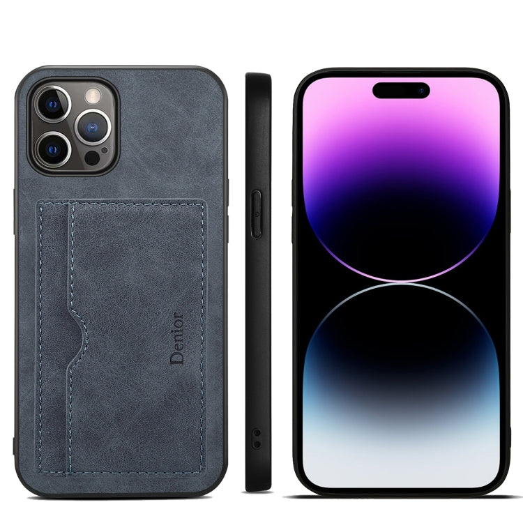For iPhone 15 Pro Denior PU Single Card Slot Holder Phone Case(Grey) by Denior