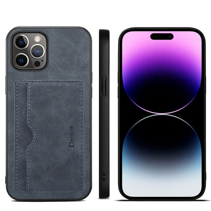 For iPhone 15 Pro Denior PU Single Card Slot Holder Phone Case(Grey) by Denior