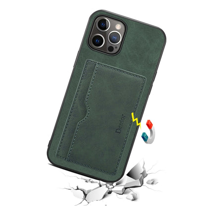 For iPhone 15 Plus Denior PU Single Card Slot Holder Phone Case(Green) by Denior