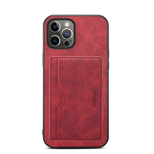 For iPhone 15 Plus Denior PU Single Card Slot Holder Phone Case(Red) by Denior