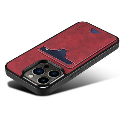 For iPhone 15 Denior PU Back Cover Card Slot Holder Phone Case(Red) by Denior