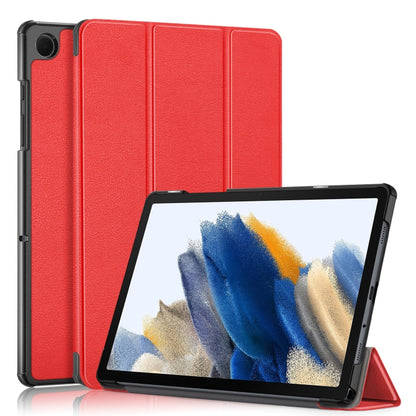 For Samsung Galaxy Tab A9 2023/Tab A11 3-folding Leather Smart Tablet Case(Red) by bashfashion
