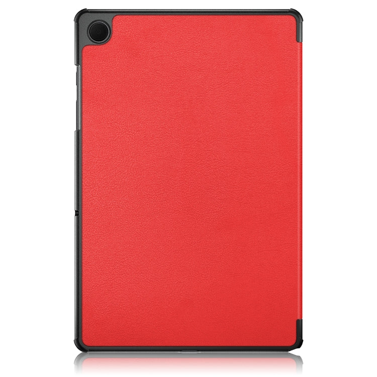 For Samsung Galaxy Tab A9 2023/Tab A11 3-folding Leather Smart Tablet Case(Red) by bashfashion