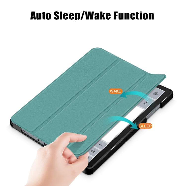 For Samsung Galaxy Tab A9 2023/Tab A11 3-folding Leather Smart Tablet Case(Green) by bashfashion