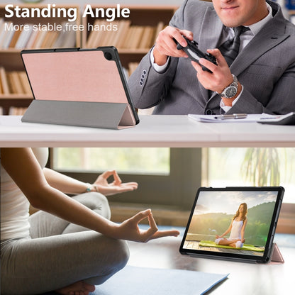 For Samsung Galaxy Tab A9 2023/Tab A11 3-folding Leather Smart Tablet Case(Rose Gold) by bashfashion