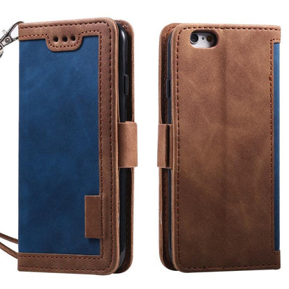 For iPhone 16e Retro Splicing Horizontal Flip Leather Phone Case(Blue) by bashfashion