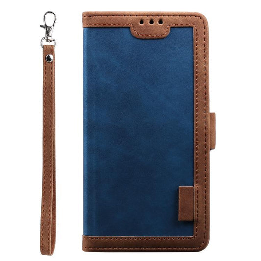 For iPhone 16e Retro Splicing Horizontal Flip Leather Phone Case(Blue) by bashfashion