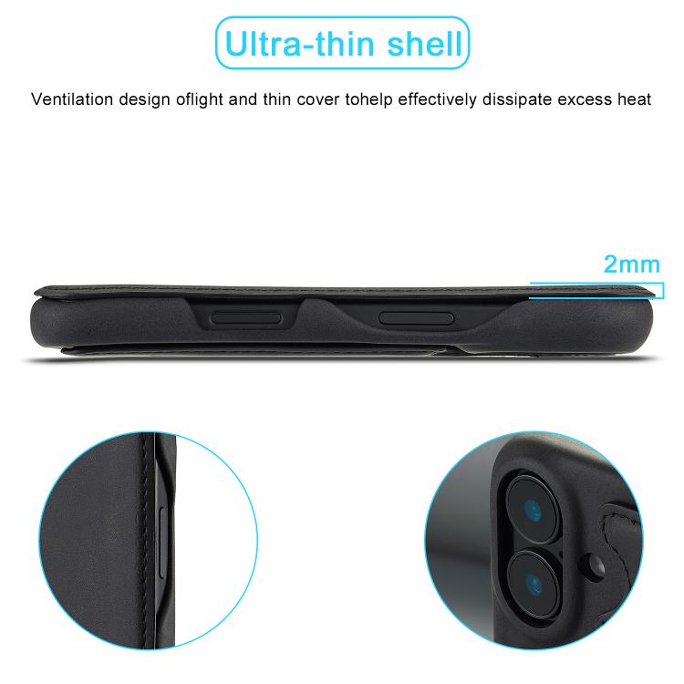 For iPhone 17 LC.IMEEKE Hon Ancient Series Flip Leather Phone Case(Black) by LC.IMEEKE