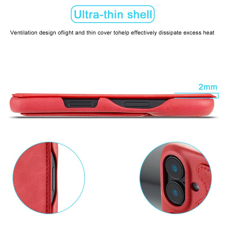 For iPhone 17 LC.IMEEKE Hon Ancient Series Flip Leather Phone Case(Red) by LC.IMEEKE