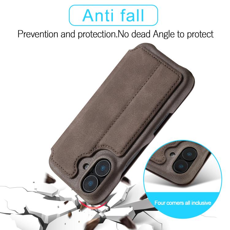 For iPhone 17 LC.IMEEKE Hon Ancient Series Flip Leather Phone Case(Coffee) by LC.IMEEKE