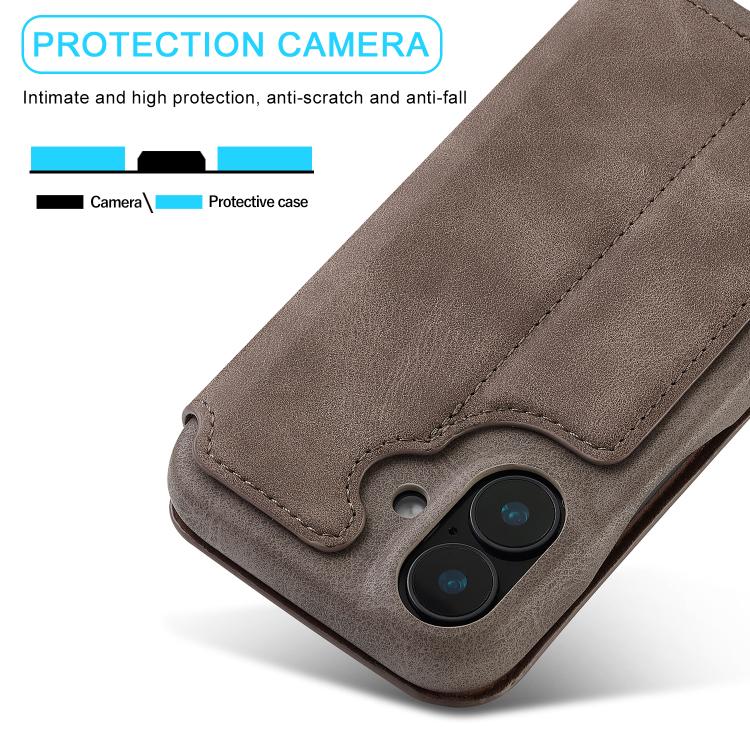 For iPhone 17 LC.IMEEKE Hon Ancient Series Flip Leather Phone Case(Coffee) by LC.IMEEKE