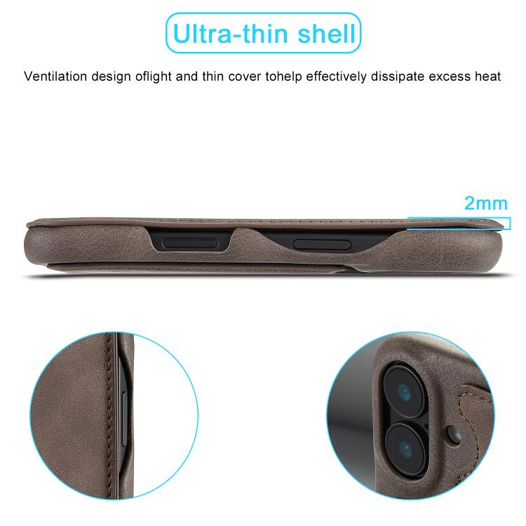 For iPhone 17 LC.IMEEKE Hon Ancient Series Flip Leather Phone Case(Coffee) by LC.IMEEKE