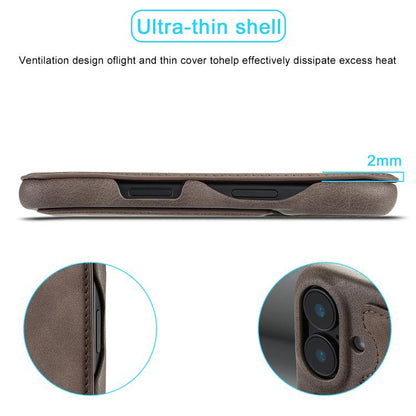 For iPhone 17 LC.IMEEKE Hon Ancient Series Flip Leather Phone Case(Coffee) by LC.IMEEKE