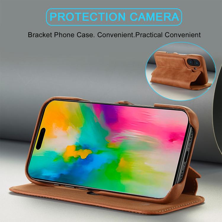 For iPhone 17 LC.IMEEKE Hon Ancient Series Flip Leather Phone Case(Brown) by LC.IMEEKE