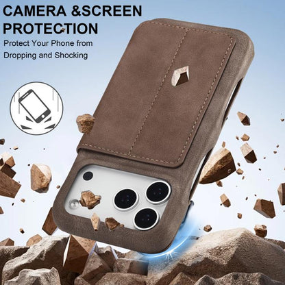 For iPhone 17 Pro LC.IMEEKE Hon Ancient Series Flip Leather Phone Case(Coffee) by LC.IMEEKE