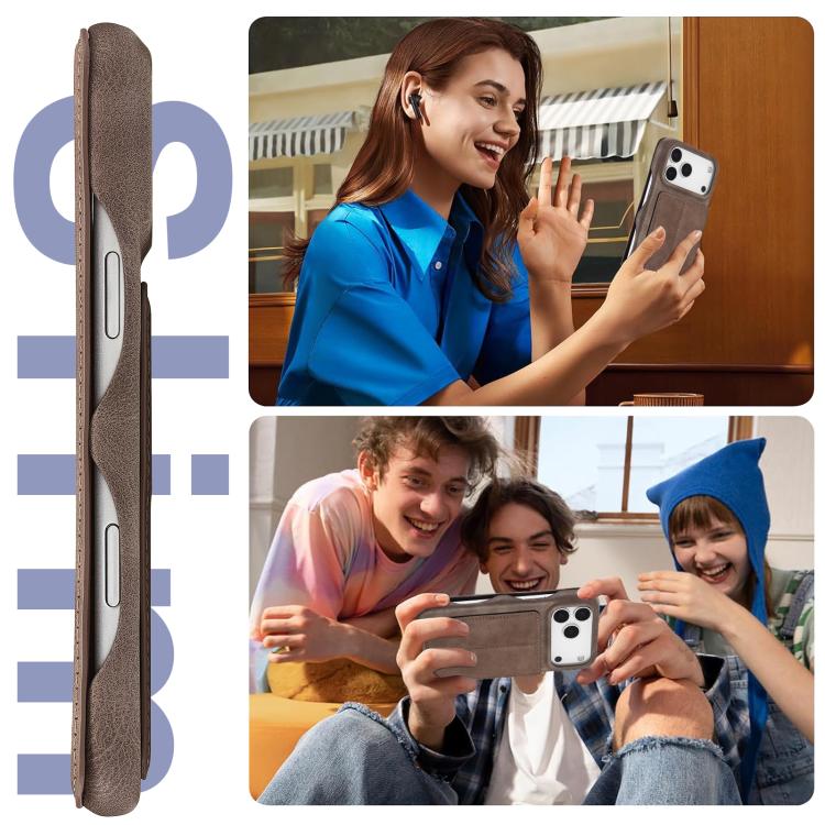 For iPhone 17 Pro LC.IMEEKE Hon Ancient Series Flip Leather Phone Case(Coffee) by LC.IMEEKE