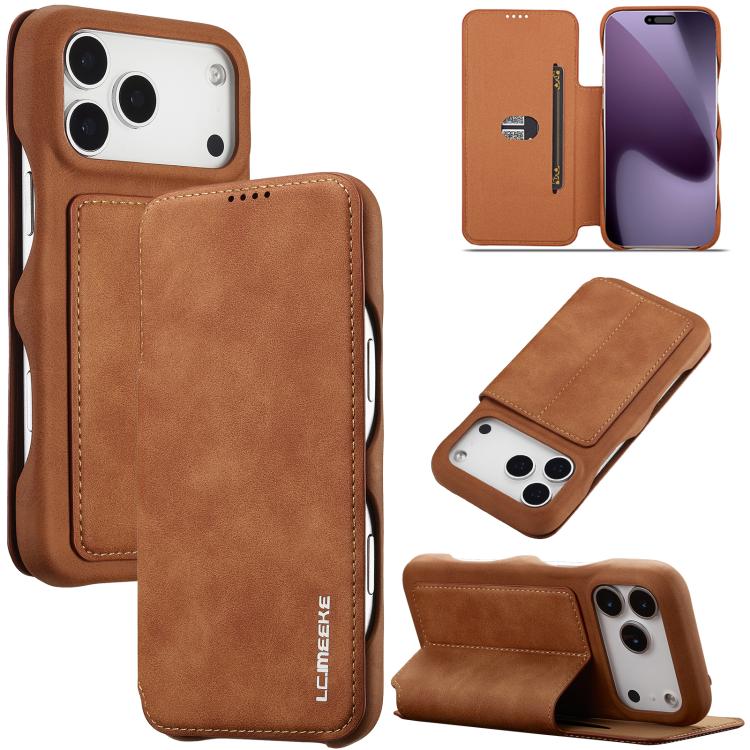 For iPhone 17 Pro LC.IMEEKE Hon Ancient Series Flip Leather Phone Case(Brown) by LC.IMEEKE