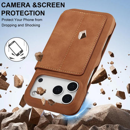 For iPhone 17 Pro LC.IMEEKE Hon Ancient Series Flip Leather Phone Case(Brown) by LC.IMEEKE