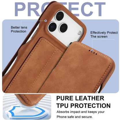 For iPhone 17 Pro LC.IMEEKE Hon Ancient Series Flip Leather Phone Case(Brown) by LC.IMEEKE