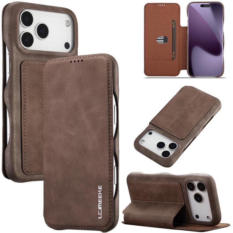 For iPhone 17 Pro Max LC.IMEEKE Hon Ancient Series Flip Leather Phone Case(Coffee) by LC.IMEEKE