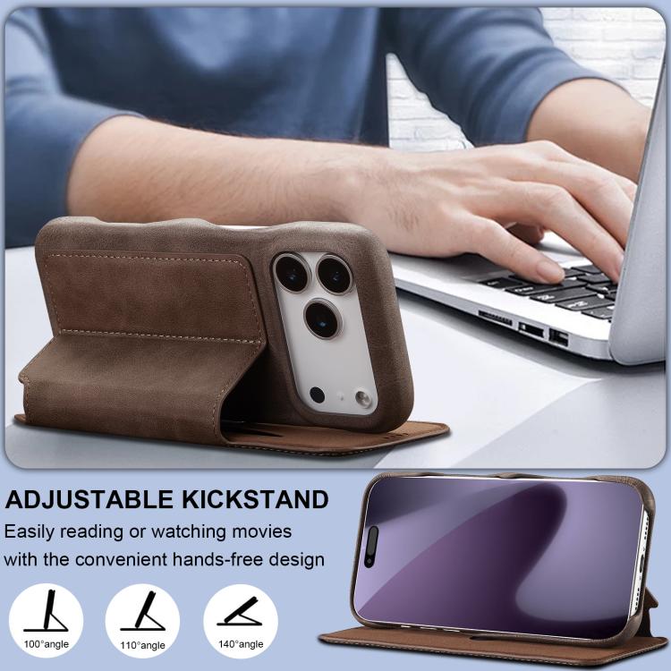 For iPhone 17 Pro Max LC.IMEEKE Hon Ancient Series Flip Leather Phone Case(Coffee) by LC.IMEEKE