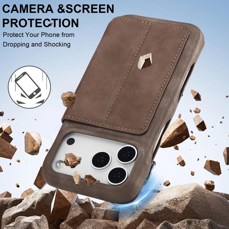 For iPhone 17 Pro Max LC.IMEEKE Hon Ancient Series Flip Leather Phone Case(Coffee) by LC.IMEEKE